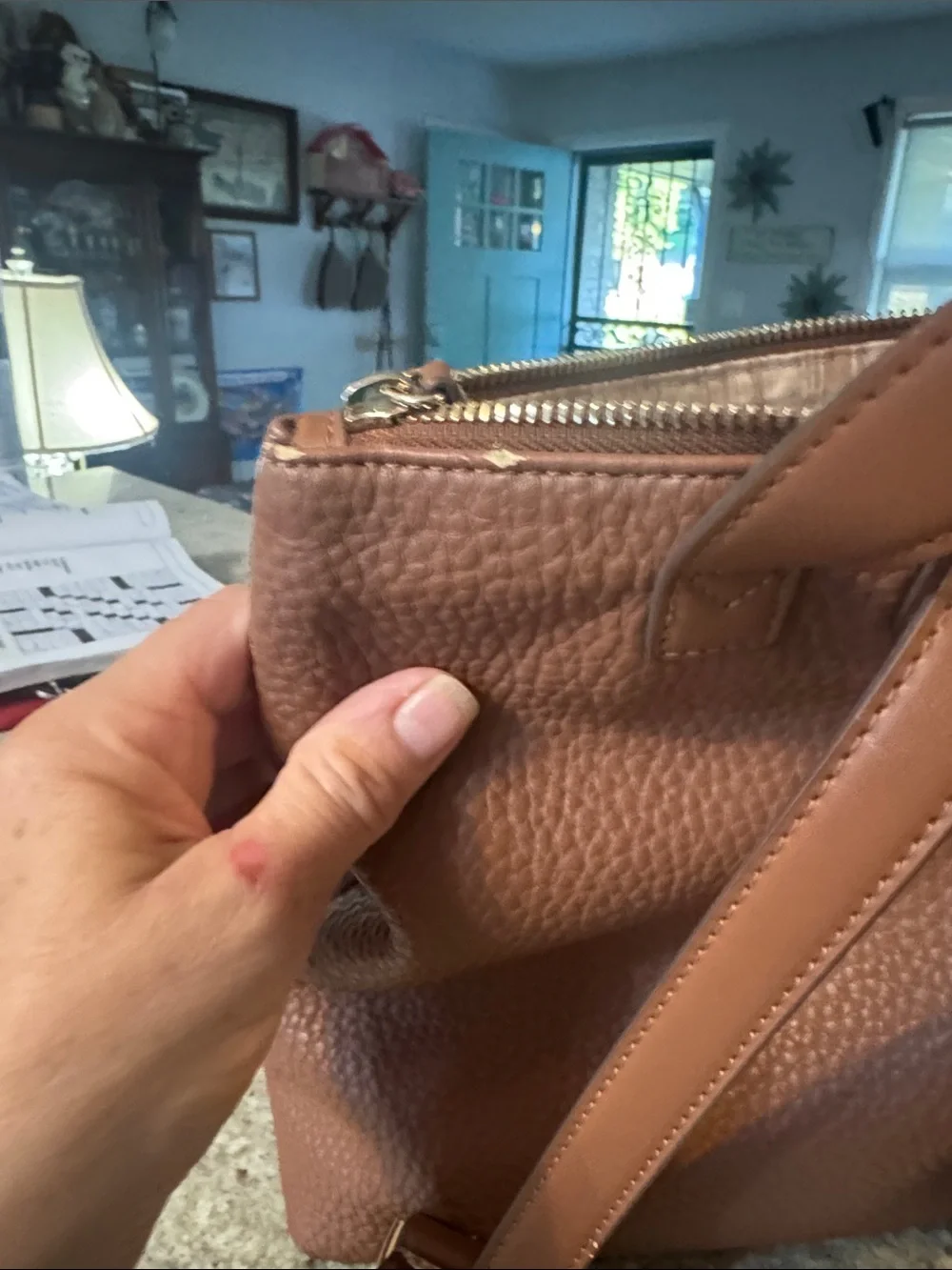 Giorgio Fiorelli Chestnut Brown Pebbled Leather Backpack